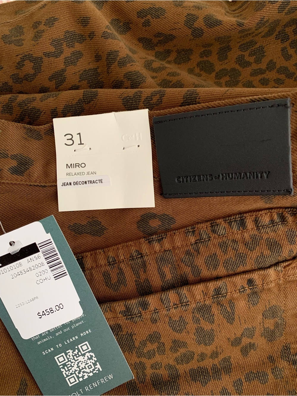 Citizens of Humanity Leopard Print Miro Long low-slung Relaxed Jeans women’s 31 - Picture 16 of 16